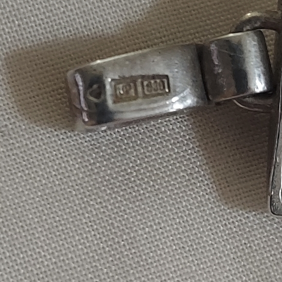 Vintage Oval  Labradorite Art Nouveau Sterling Silver Pendant 830 - Picture 10 of 14